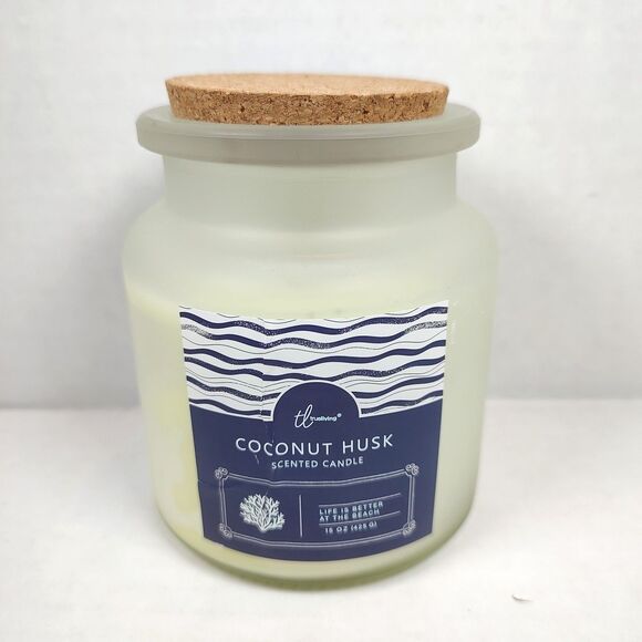 Trueliving Coconut Husk Scented Candle 15 Oz Modern Coastal Beach Jar w/ Lid New - Picture 2 of 9